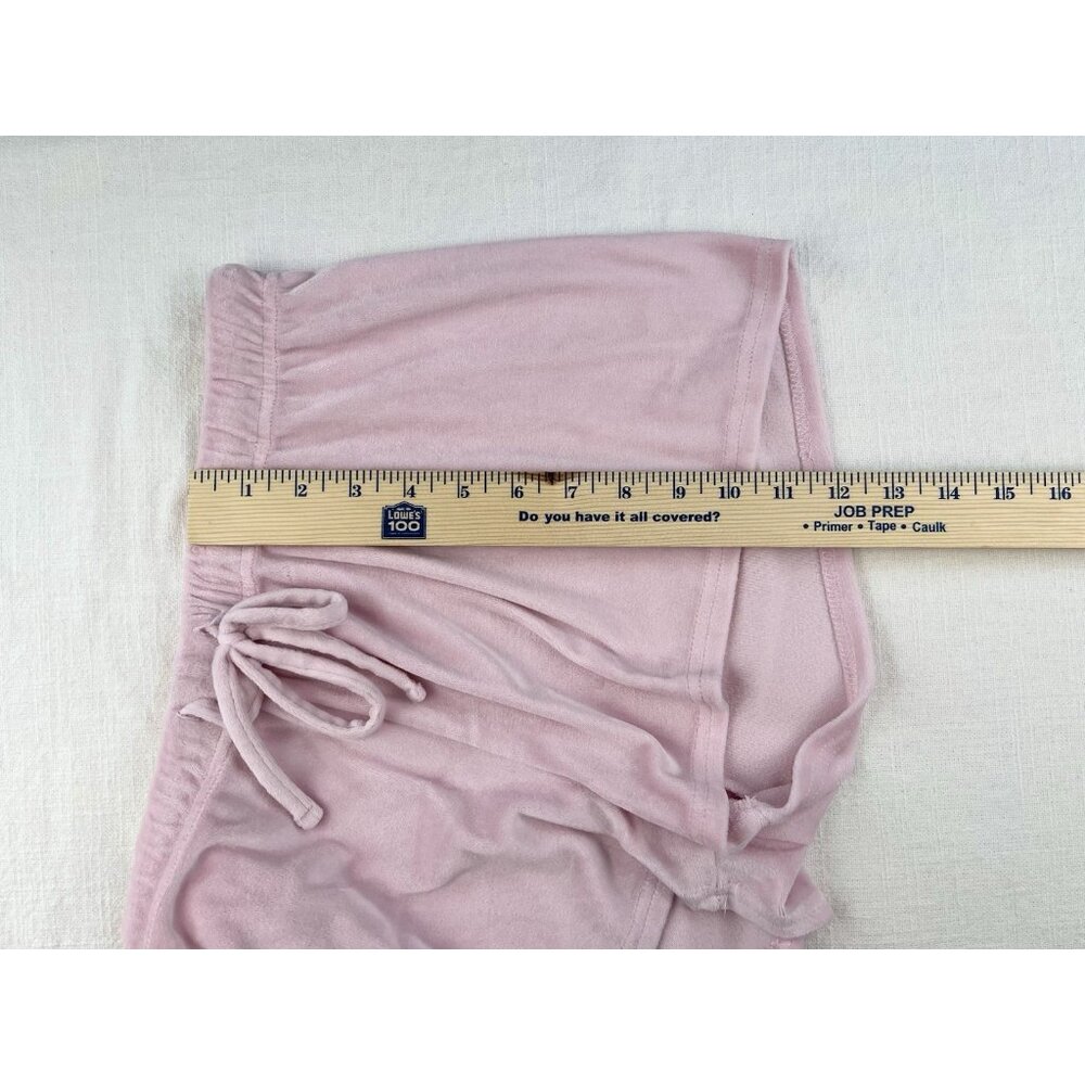 Juicy‎ Couture Women's Bubble Gum Pink Velour Spellout Rhinestone Shorts Size M - Picture 6 of 7